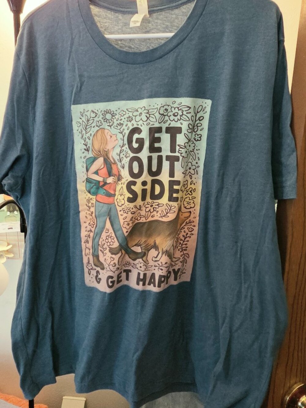 Women's Tee shirt, XXL "Get outside and get happy"